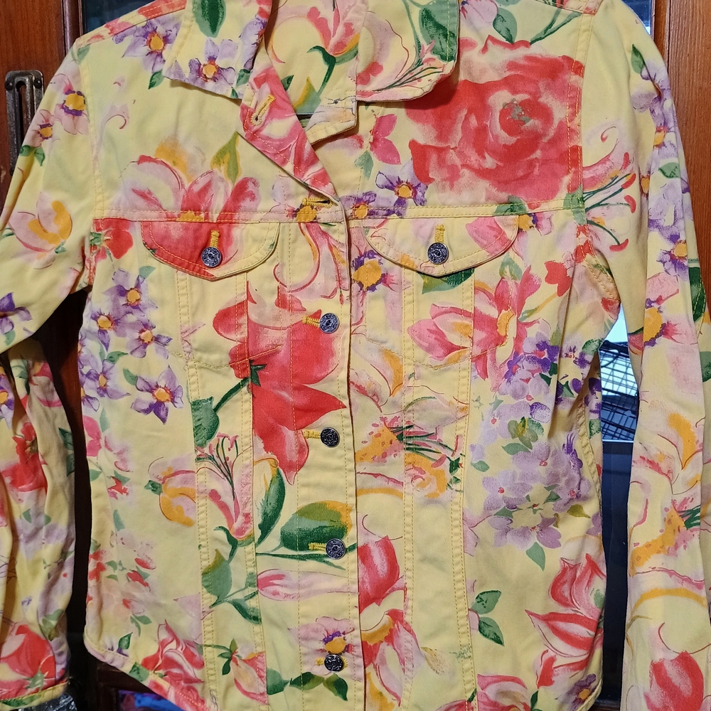 Chico's Multicolor Floral Jean Jacket